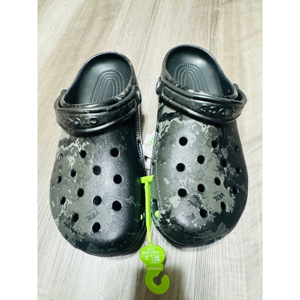 Crocs Classic Veil Camo Tac Black Clog Men's 10 Women's 12 209359-001 NWT